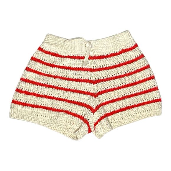 Zara Crochet Knit Cream Orange Striped Shorts Toddler Size 2-3 Years - Picture 1 of 5